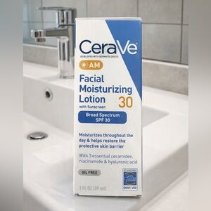 CeraVe AM Facial Moisturizing Lotion with Sunscreen - Full Size, 3FL 👏